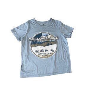 Yellowstone Dutton Ranch Montana Graphic T-Shirt Light Blue Large TV Show Series